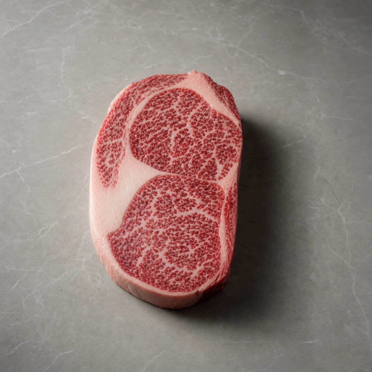 Ribeye steak showing BMS 8-9 marbling
